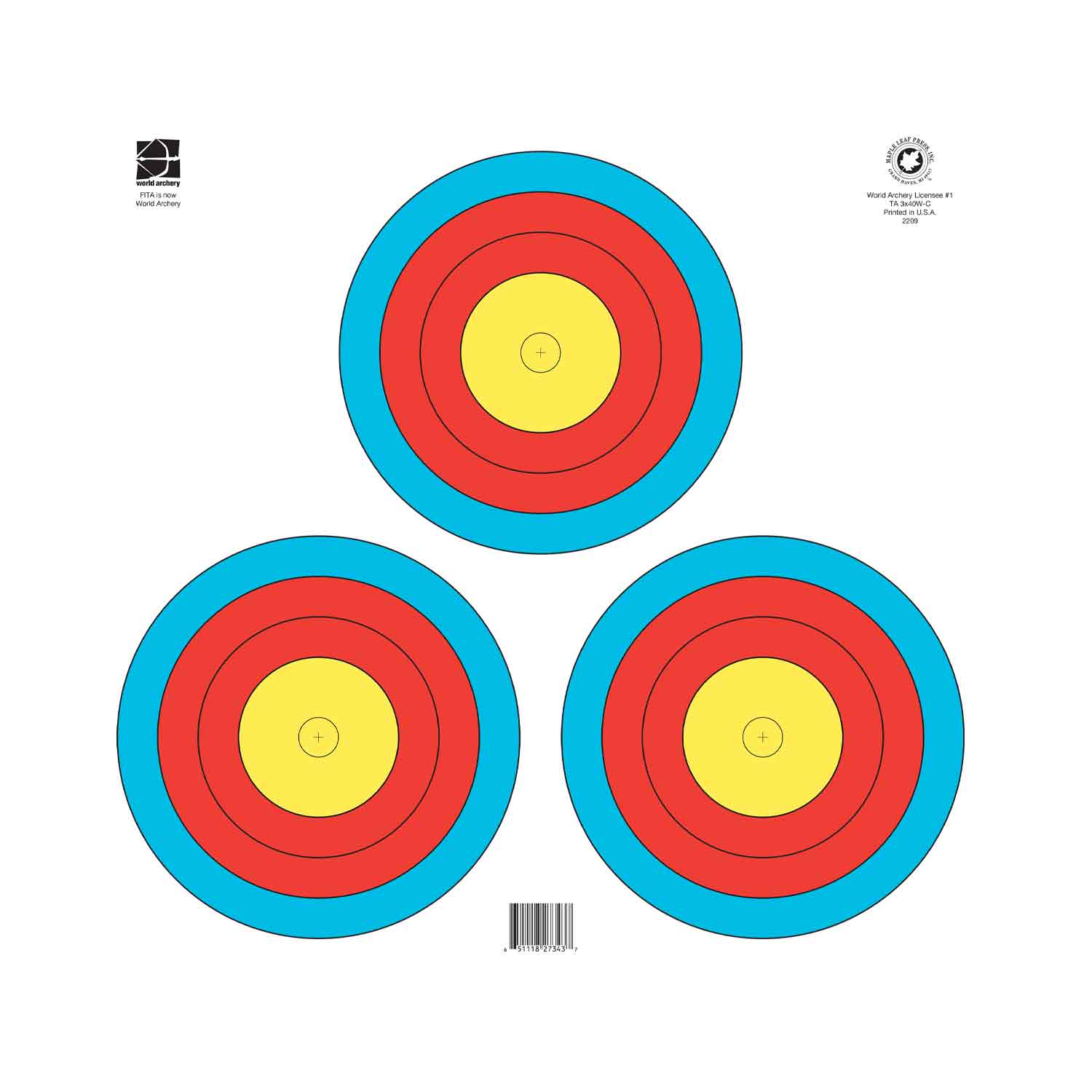 Maple Leaf World Archery 3 Spot Triangle Target Face