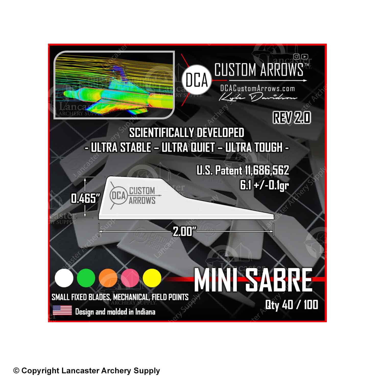 DCA Custom Arrows Rev 2.0 Mini Sabre Vanes  100pk.