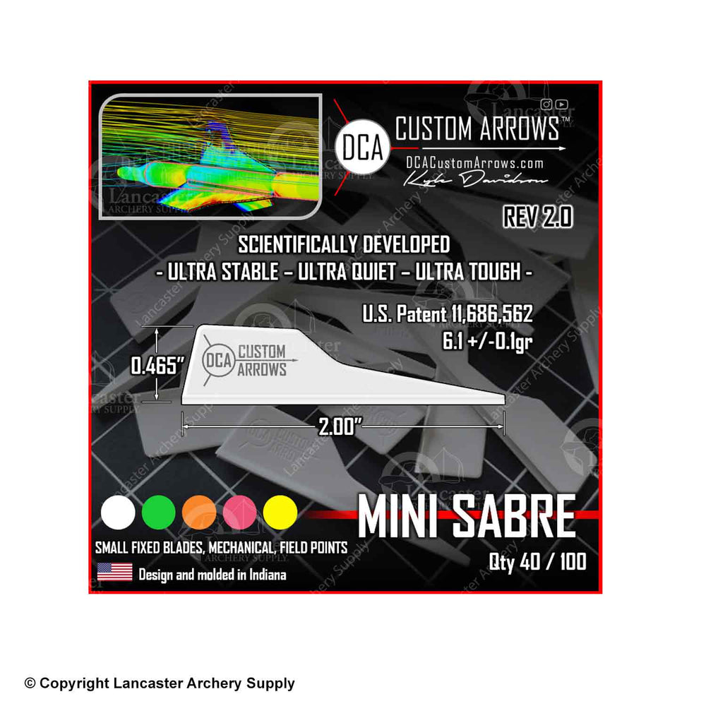 DCA Custom Arrows Rev 2.0 Mini Sabre Vanes  100pk.