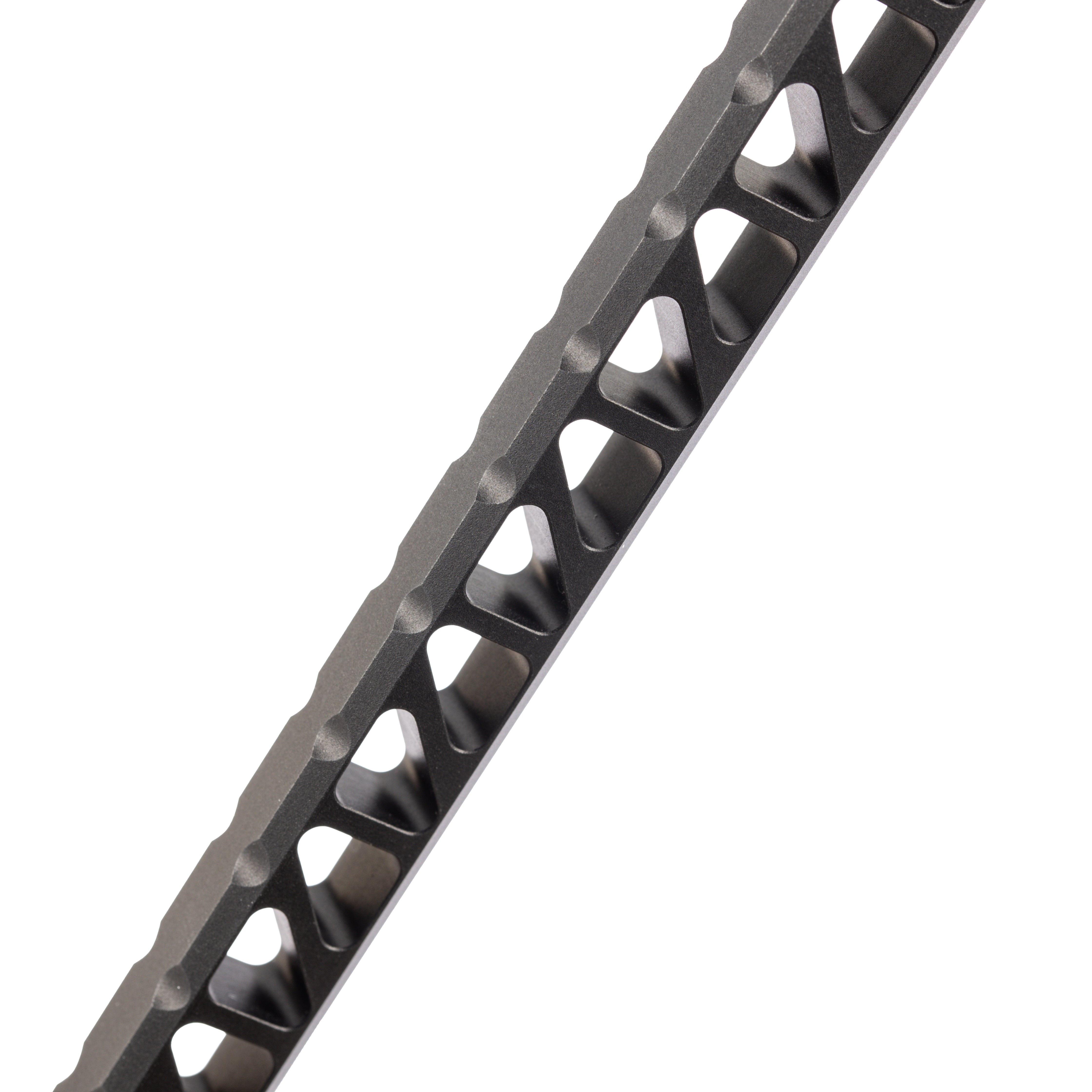 Mathews Bridge-Lock skeletonized stabilizer bar designed to integrate directly into a Mathews riser.