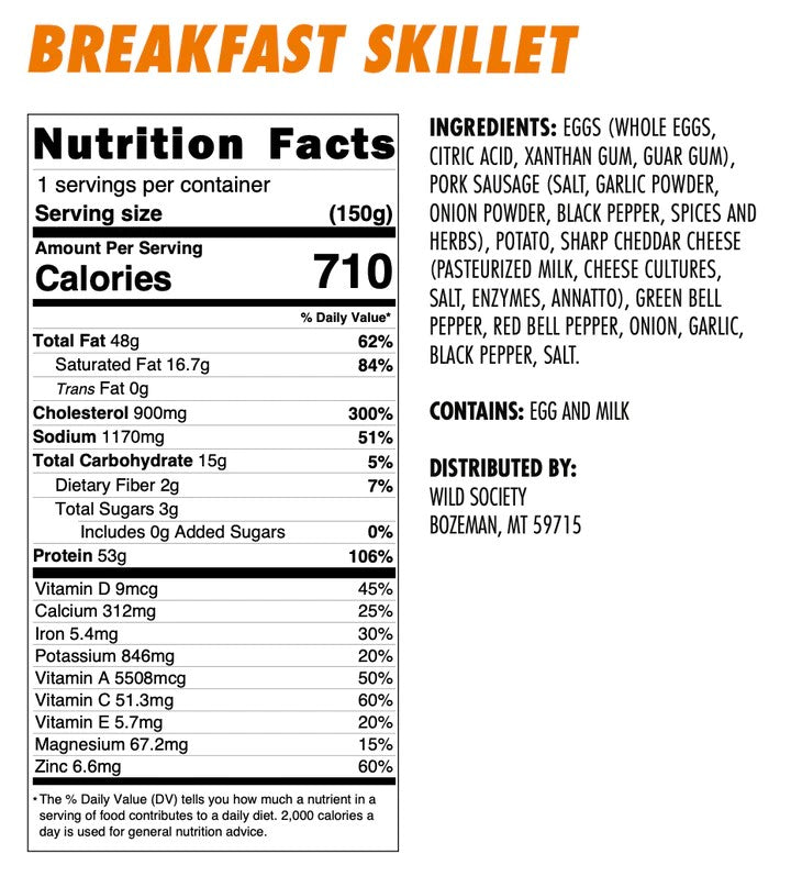 Wild Society Breakfast Skillet Freeze Dried Meal
