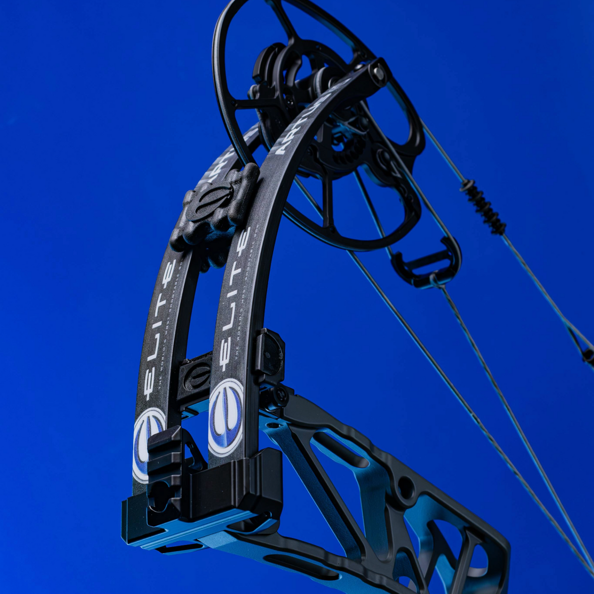 2025 Elite Artus Compound bow on a blue field background.