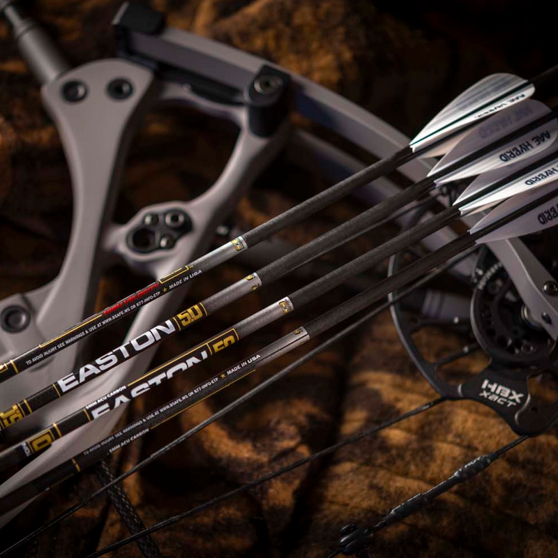 easton 5.0 arrows in a quiver on a Hoyt Rx-9 compound bow.