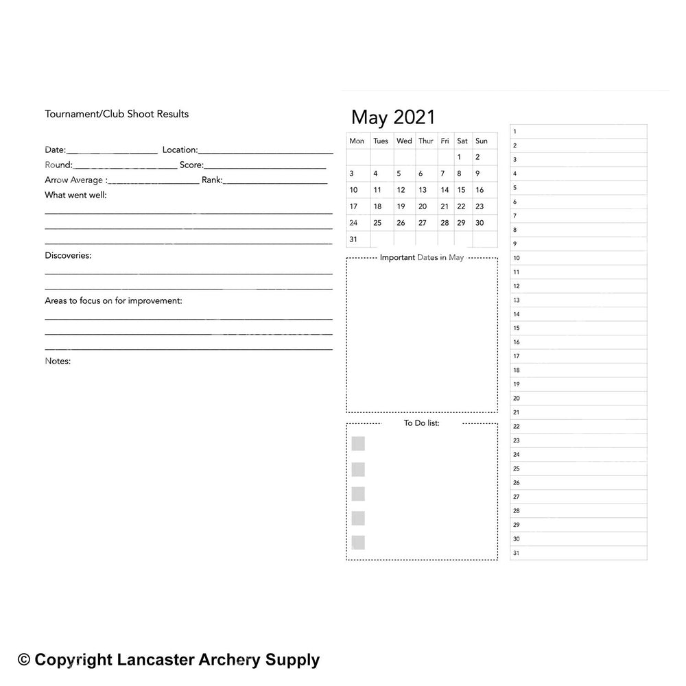 2021 Kaminski Archery Performance Planner