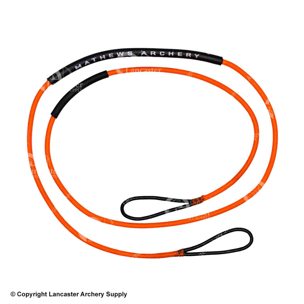 An orange serving loop with two black end loops.