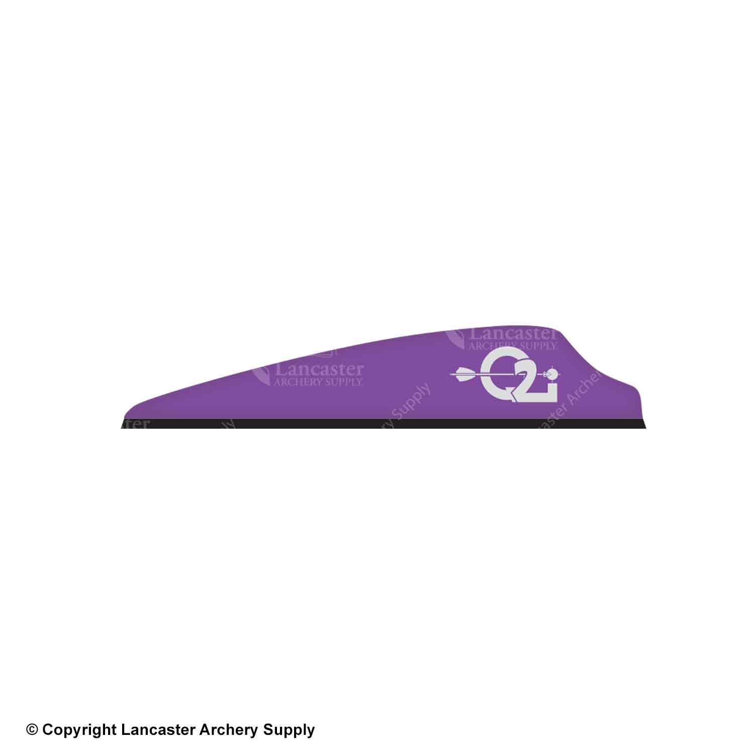 Shield cut vane that is light purple, has a black base, and a silver Q2i logo.