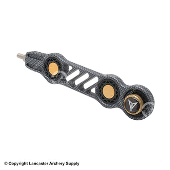 Carbon fiber stabilizer with gold circular dampers.