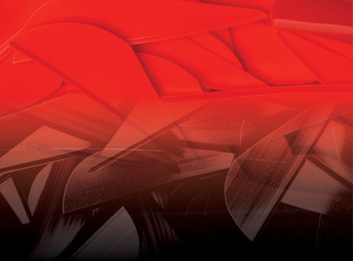 Abstract red and black design with geometric shapes