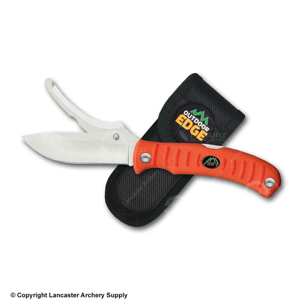 Outdoor Edge Mini Grip Pocket Knife Mini-Blaze Orange Kraton Handle