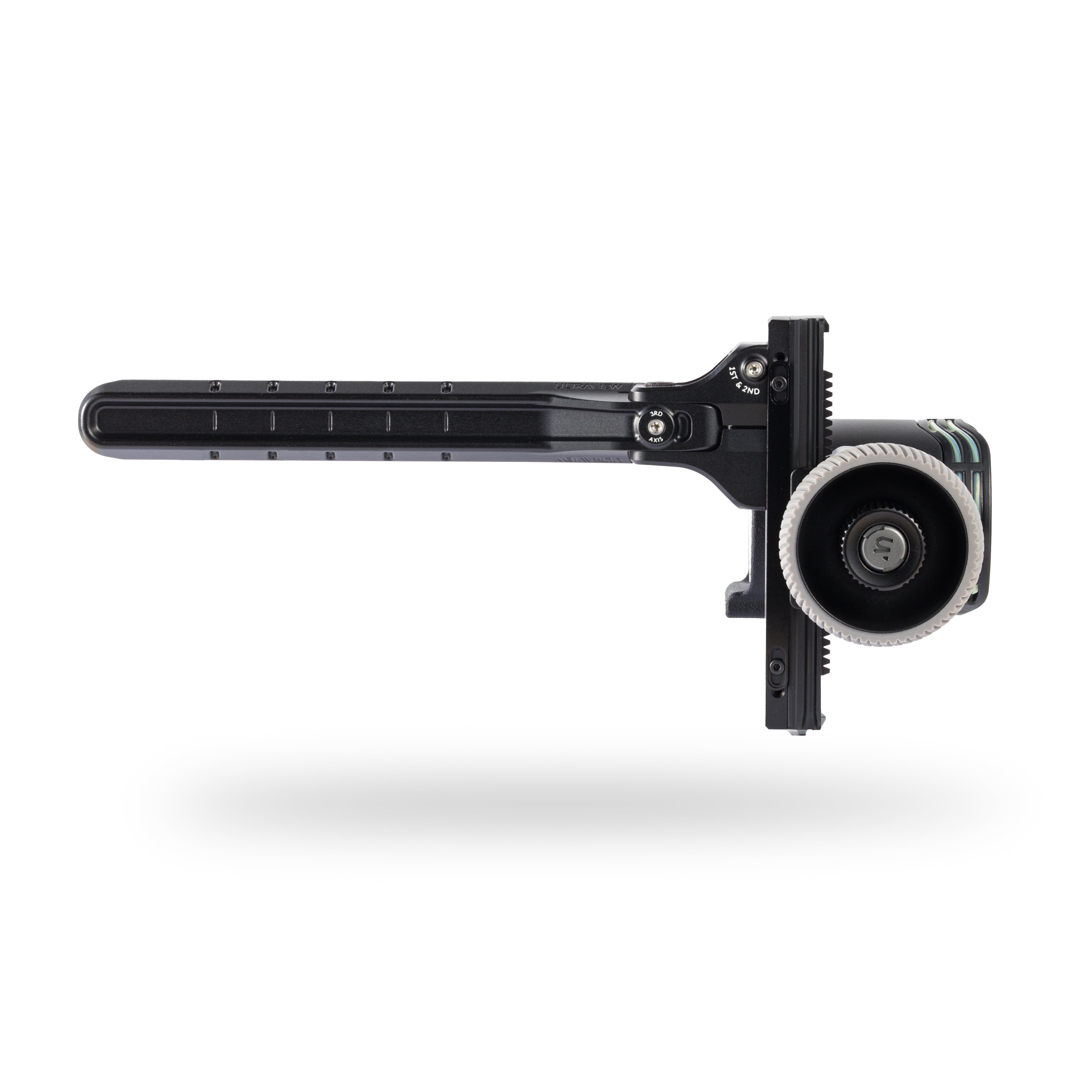 full image of the riser side of the ULTRAVIEW UV Slider bow hunting sight in the side mount variation.