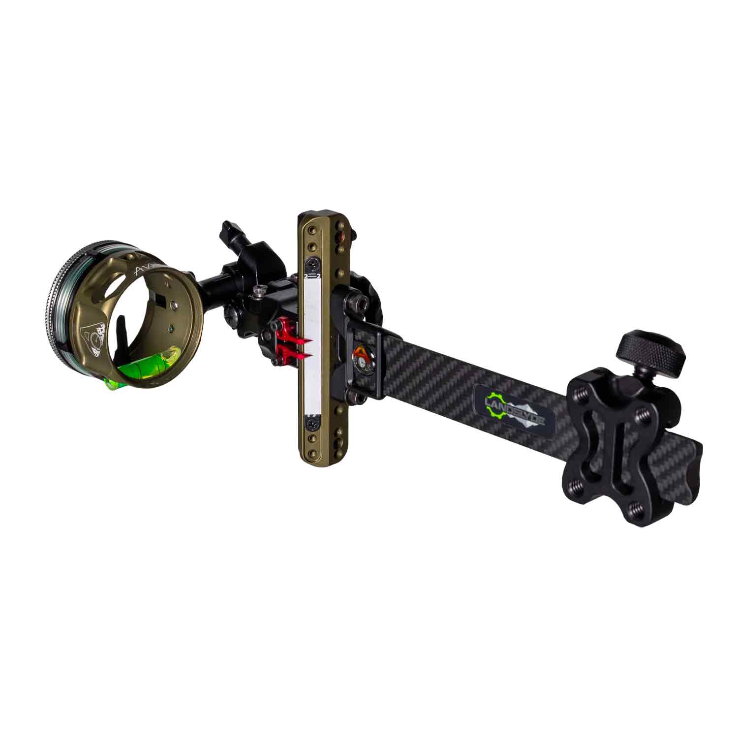 Axcel LANDSLYDE Custom Series Bowhunting Carbon Pro Slider Sight w/AVX-41 Scope (.019” green/red double pin Ranger sight)