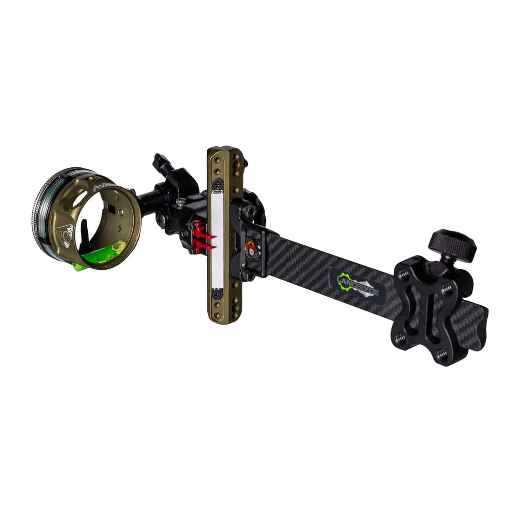 Axcel LANDSLYDE Custom Series Bowhunting Carbon Pro Slider Sight w/AVX-41 Scope (.019” green/red double pin Ranger sight)