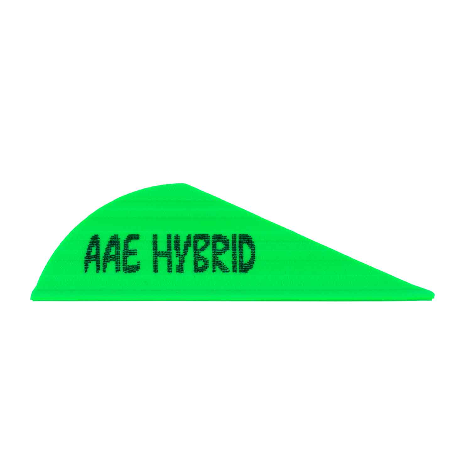 Green archery vane with 'AAE Hybrid' text on a white background