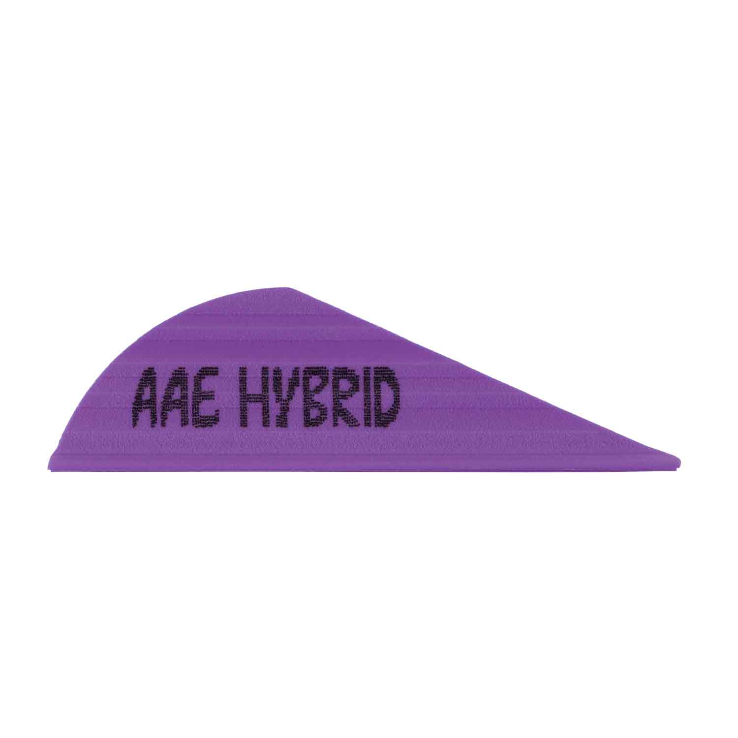 Purple archery vane with 'AAE Hybrid' text on a white background