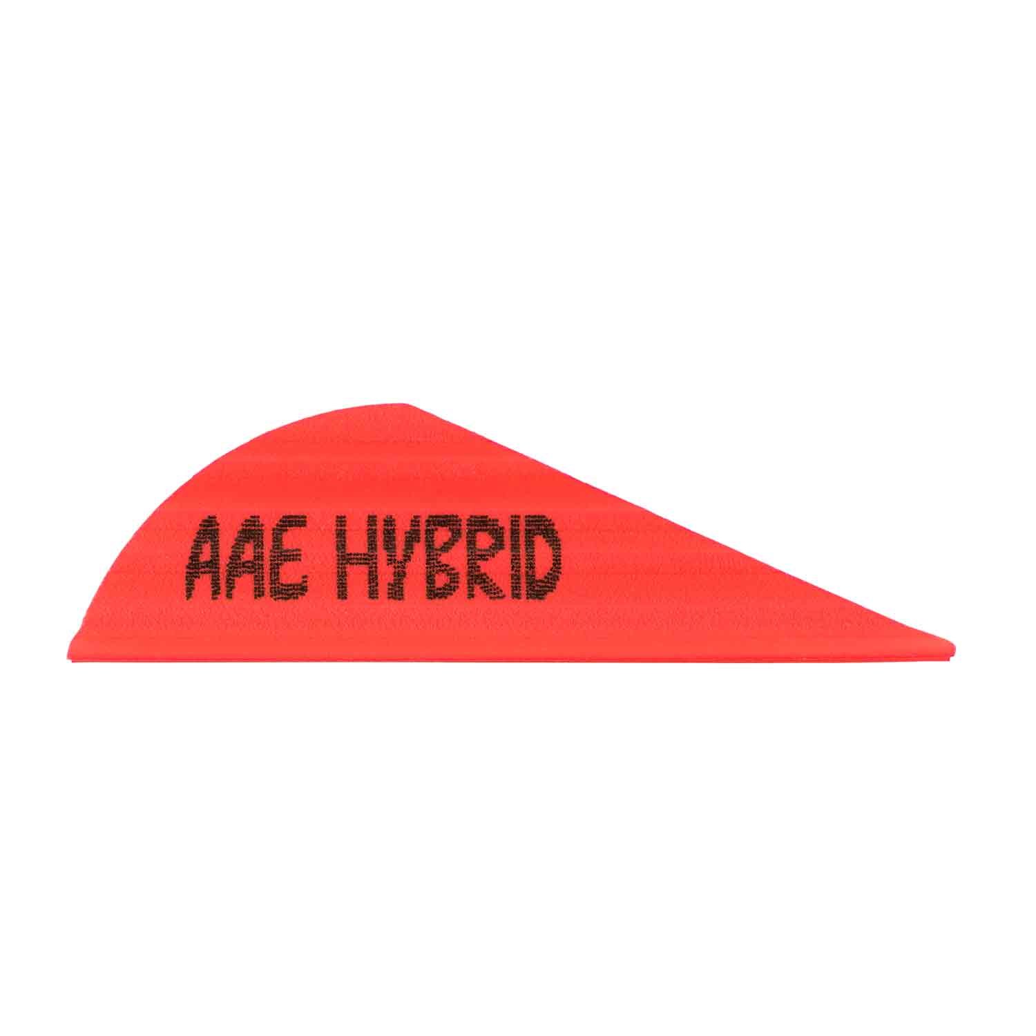 Red archery vane with 'AAE Hybrid' text on a white background