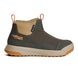 Brown and beige boot with orange accents on a white background