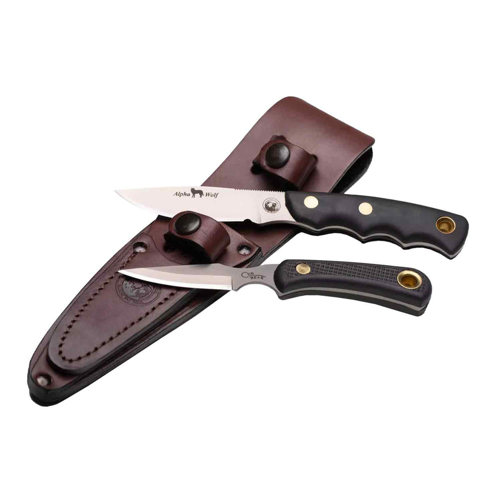 Knives of Alaska Alpha Wolf/Cub Bear Combo Knife with Black Suregrip Handle (Open Box X1045429)