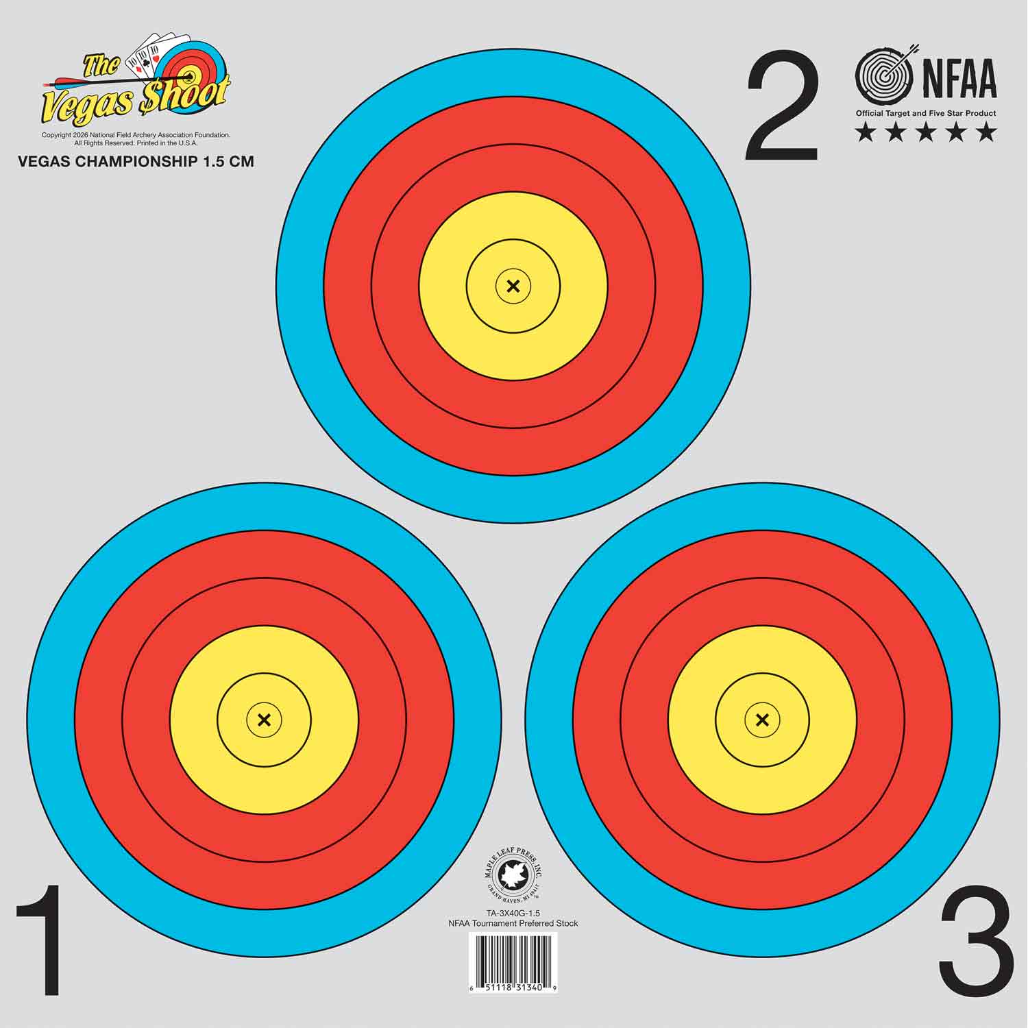 Maple Leaf 3-Spot Vegas Championship Target (1.5cm X)