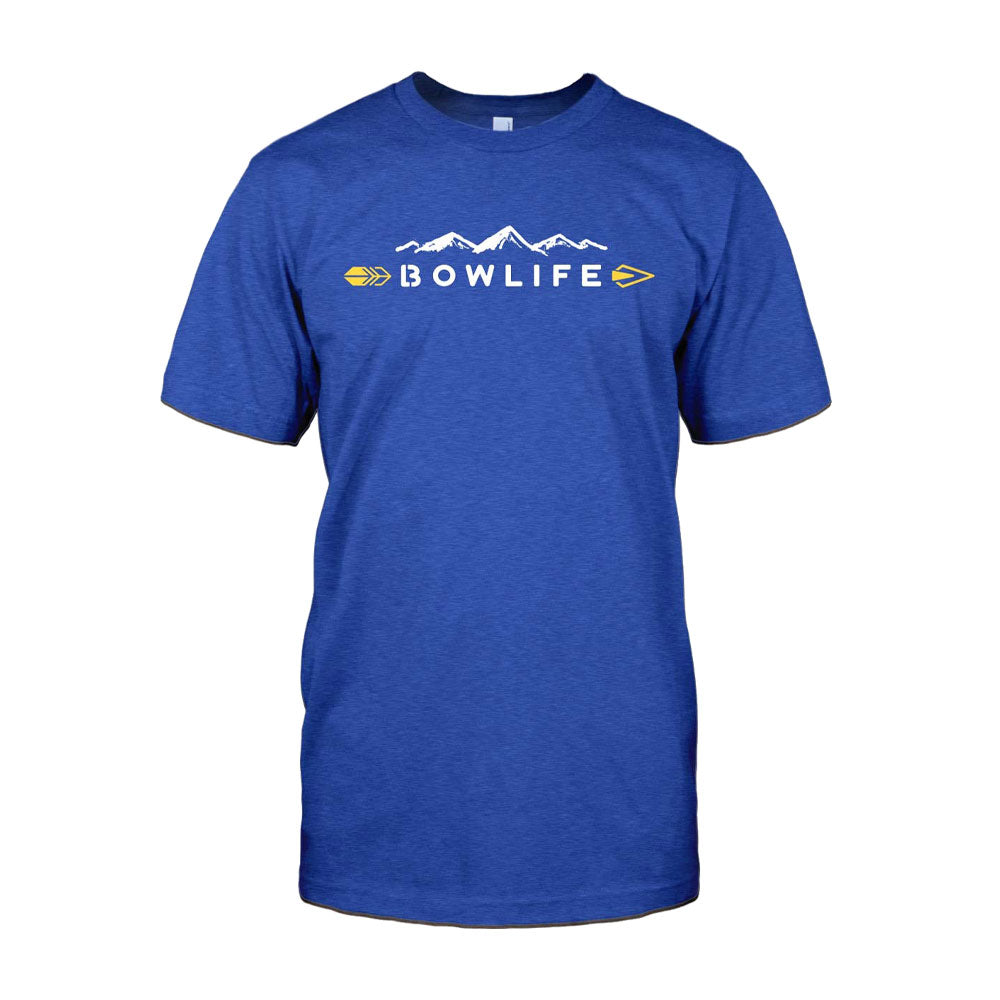Bow Life Men's Mountain Logo Royal Blue Short Sleeve T-Shirt