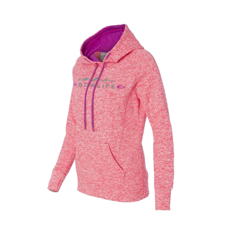 Bow Life Women's Mountain Logo Coral Contrast Hoodie