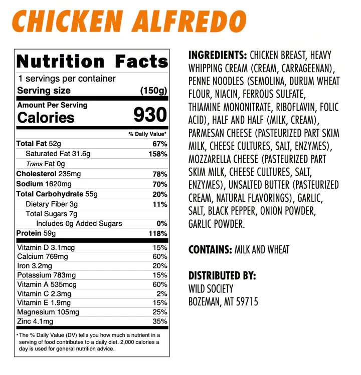 Wild Society Chicken Alfredo Freeze Dried Meal