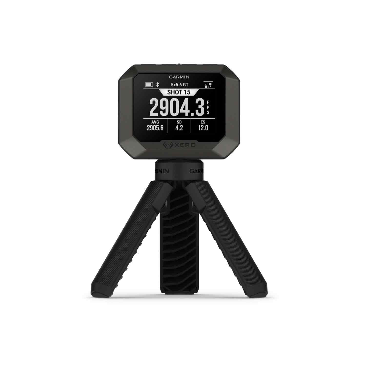 Black chronograph with digital display on a white background
