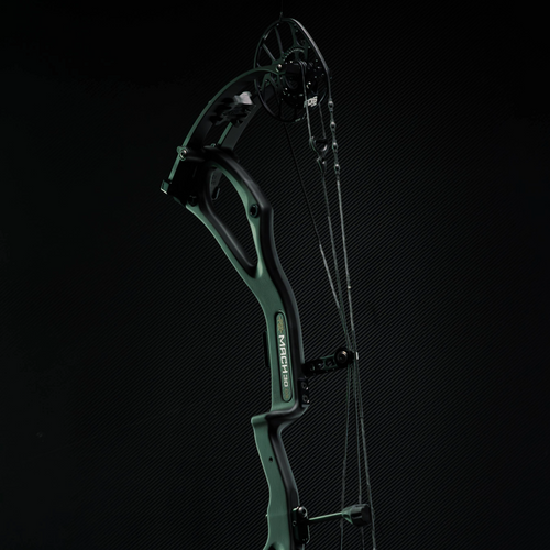 archery bow lite with green light on a black background.