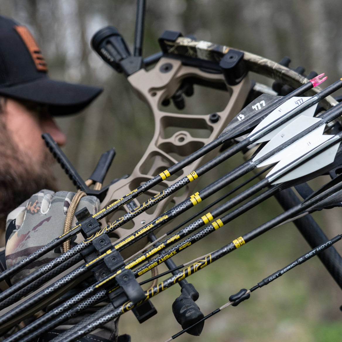 Bow with RIP TKO Hunting arrows in quiver