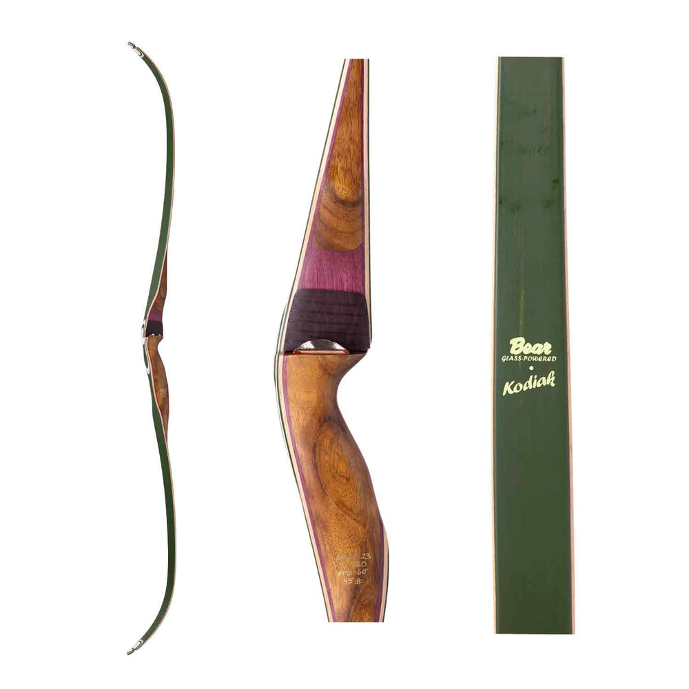 Bear Kodiak Traditional Recurve Bow (Shedua/Purple Heart/Green Glass) (Open box X1037300)