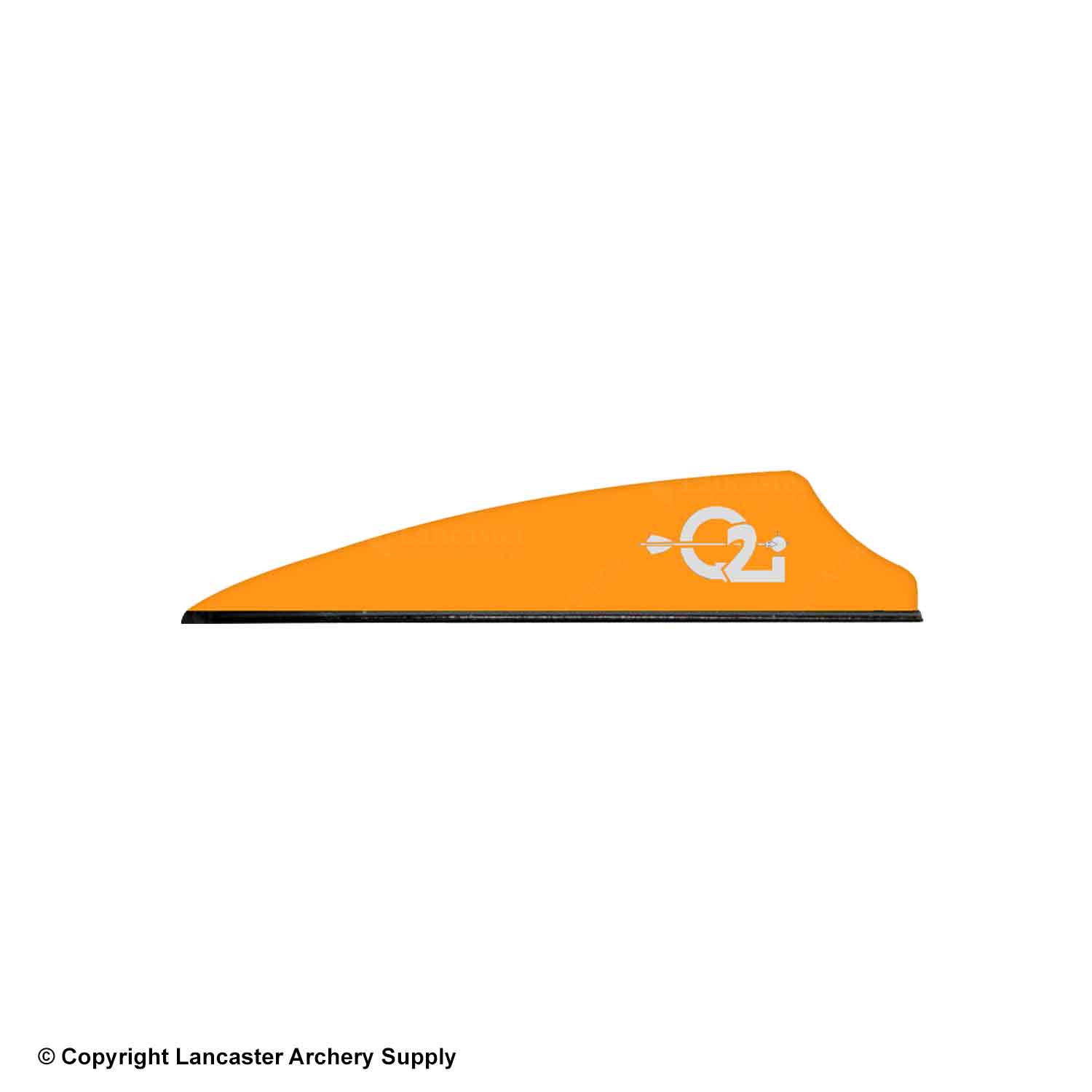Shield cut vane that is orange, has a black base, and silver Q2i logo.