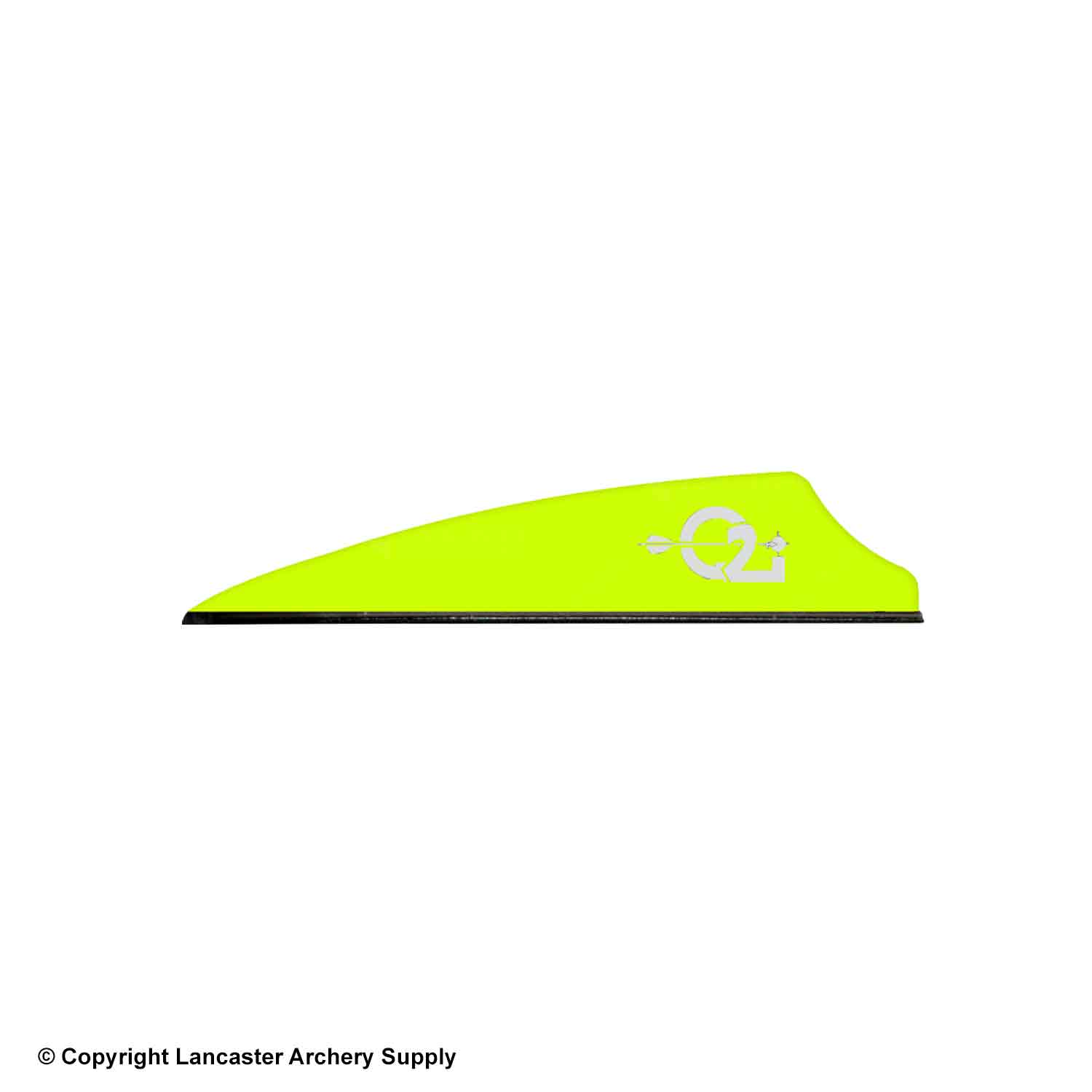 Shield cut vane that is neon yellow, has a black base, and silver Q2i logo.