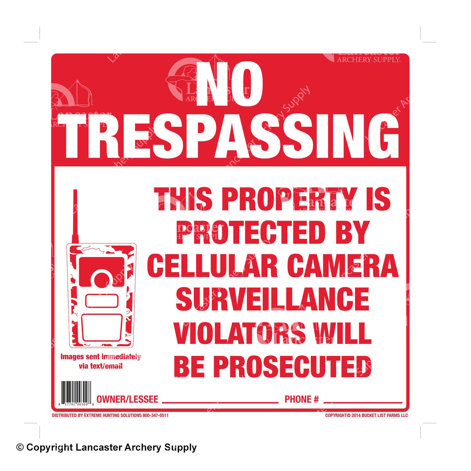 Extreme Hunting Solutions No Trespassing Sign (Plastic)