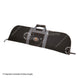 A black soft case with orange stitching to hold a take down recurve bow.