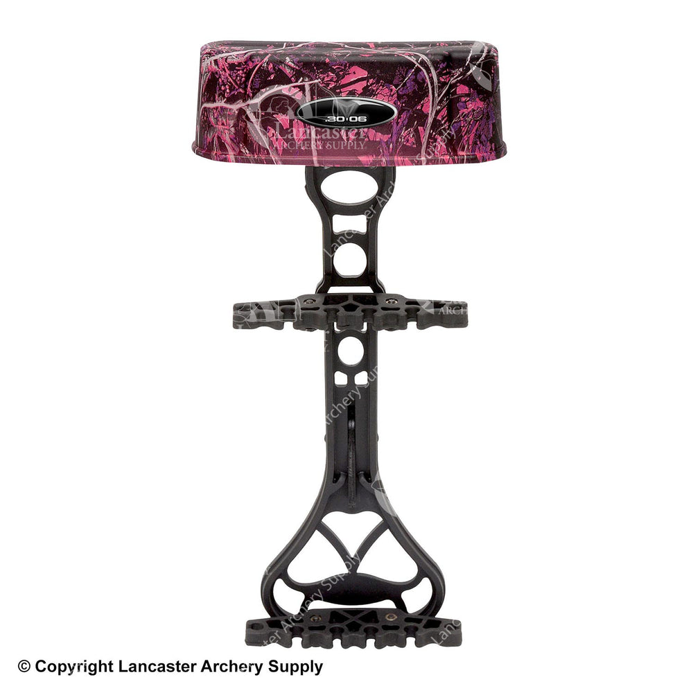 Pink camo bow quiver used to attach arrows to a compound hunting bow. 