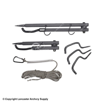 A silver archery gear kit for a tree stand.