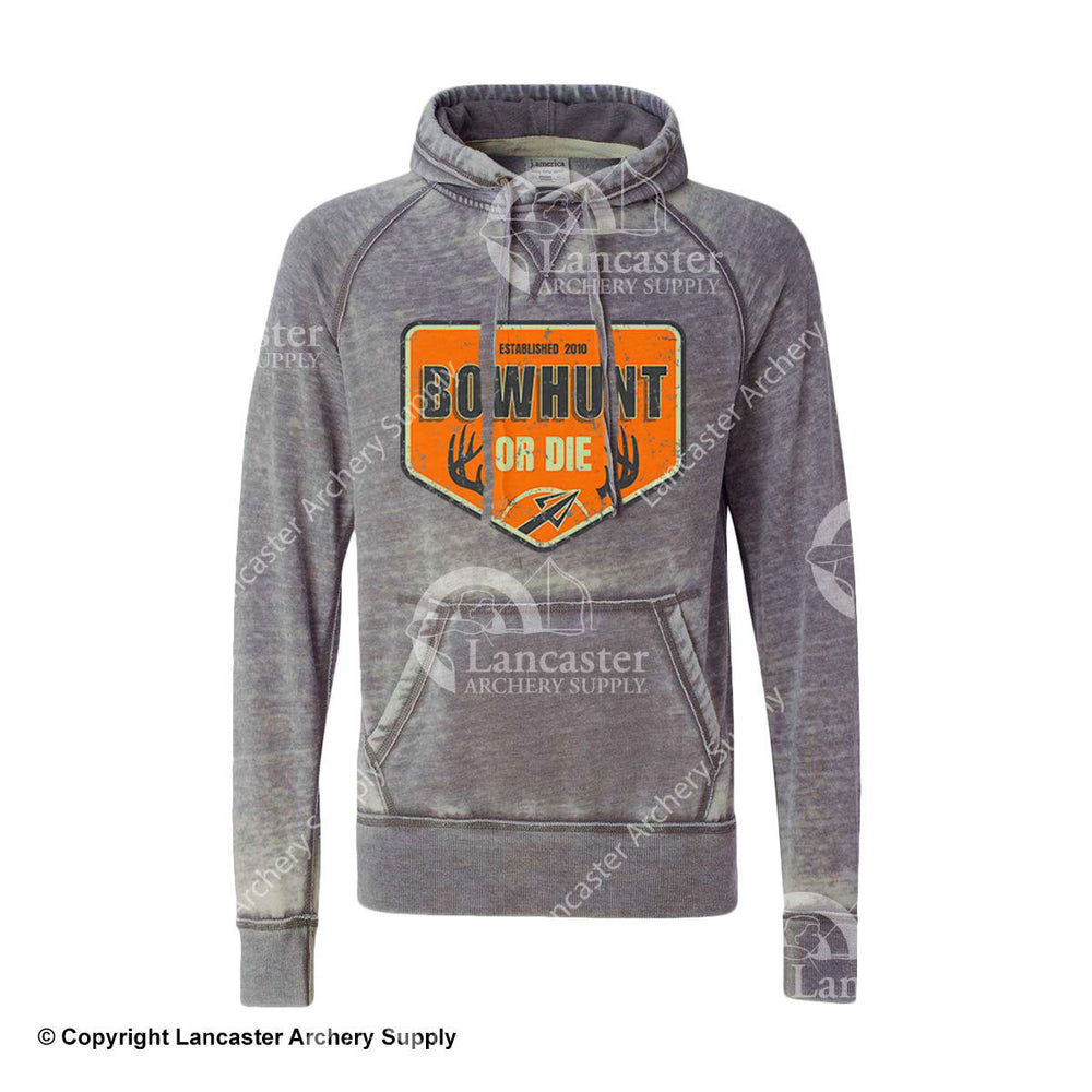 Bowhunt or Die Gray Vintage Antler Logo Hoodie